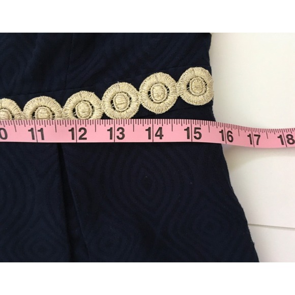 Lilly Pulitzer Betsey Navy Blue and Gold Jacquard Strapless Dress Size 8 - Picture 16 of 16